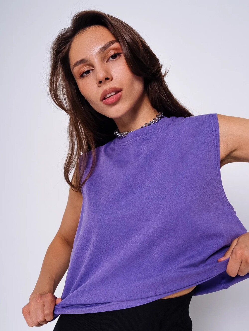 Oversized Purple Cropped Tank Top